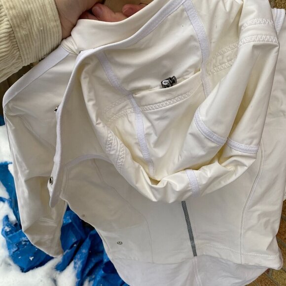 Lululemon Fleece Out Jacket Zipper Vent Yoga Jacket White Size 10 - Picture 6 of 8